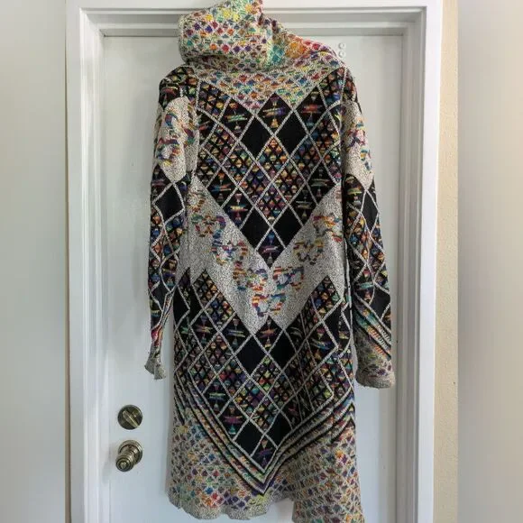 Northern Angel Anthropologie Long Cardigan Boho Duster Aztec Print Sweater S/M - Picture 9 of 11